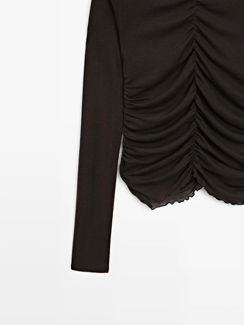 T-shirt manches longues froncé