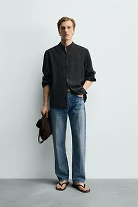FLOWY BAND COLLAR SHIRT
