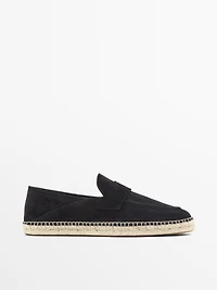 Espadrille pièce croûte de cuir