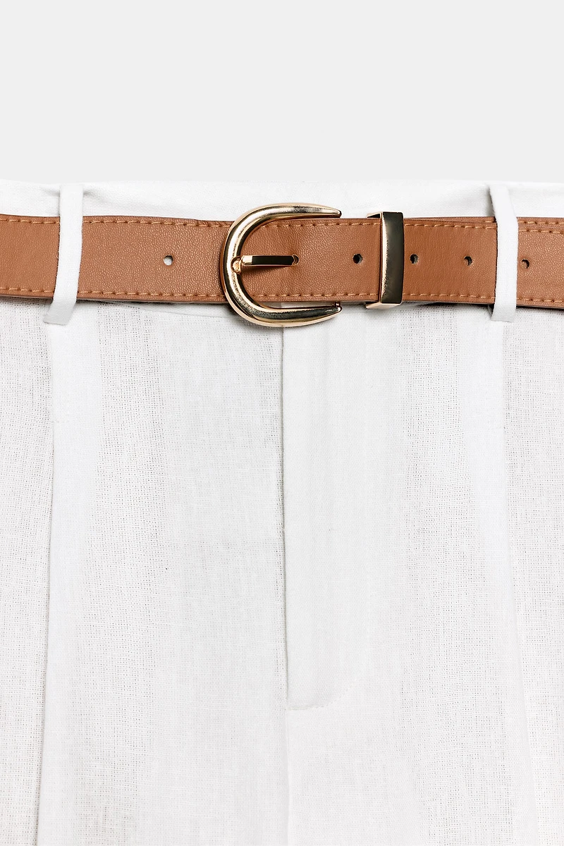 LINEN BELTED PANTS