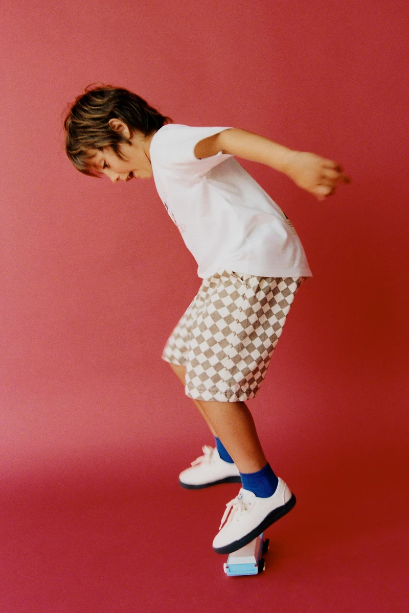 CHECKERED TWILL SHORTS