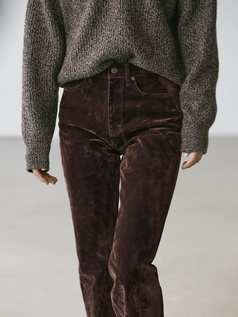 Jean bootcut taille haute effet velours