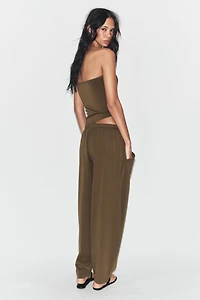 TEXTURED DRAPED BANDEAU TOP