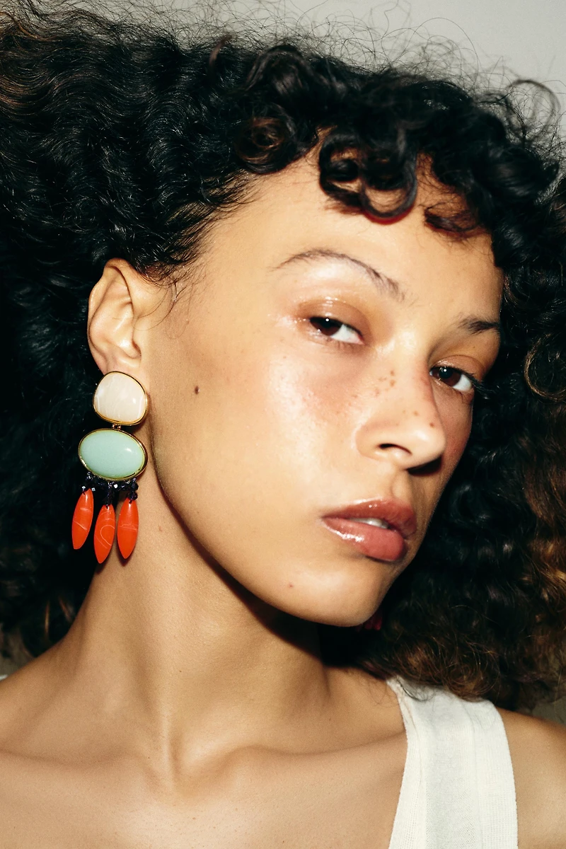 DOUBLE RESIN BEAD EARRINGS