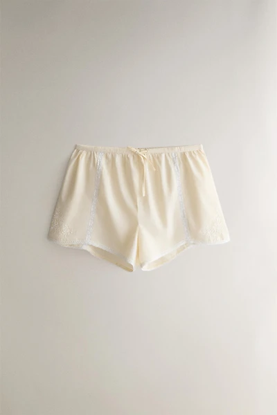 EMBROIDERED LACE COTTON SHORTS
