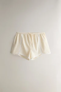 EMBROIDERED LACE COTTON SHORTS