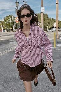 MULTI-POSITIONAL PLAID SHIRT