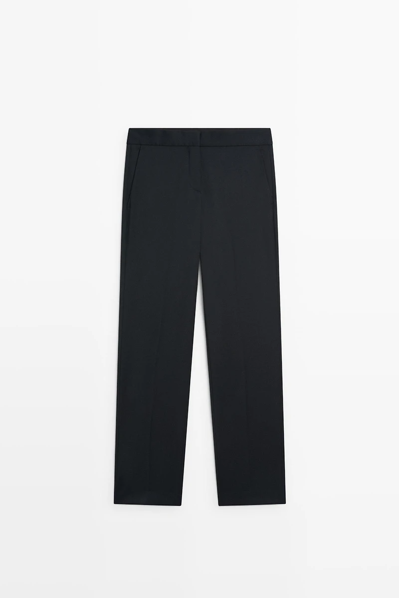 100% cool wool straight-leg pants