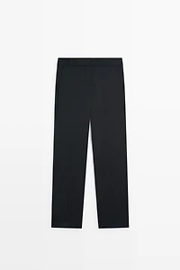 100% cool wool straight-leg pants