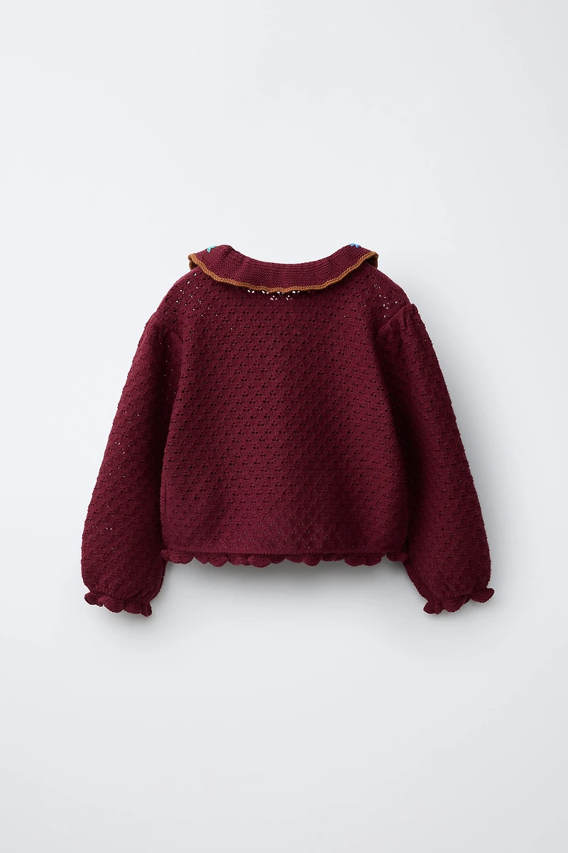 COTTON-LINEN EMBROIDERED CARDIGAN