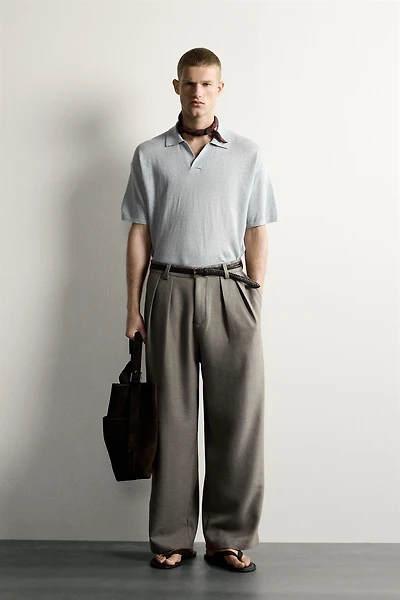 100% LINEN RELAXED FIT POLO SHIRT
