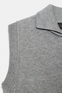 KNIT POLO COLLAR VEST TOP