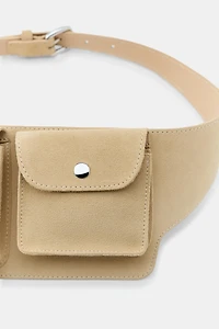 100% LEATHER WAIST BELT WITH POCKETS