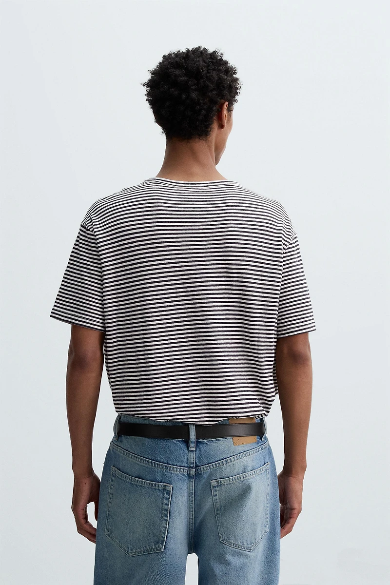 T-SHIRT COTON ET LIN RAYÉ