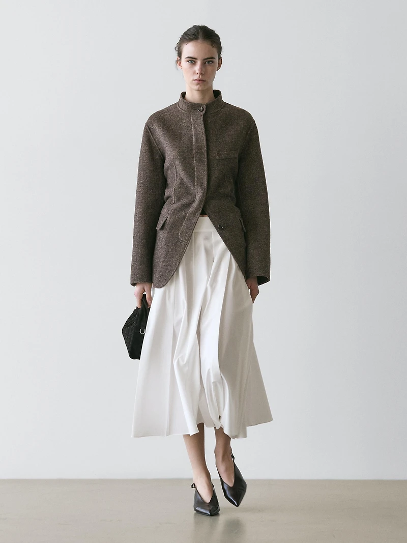 Midi skirt with belt loop details