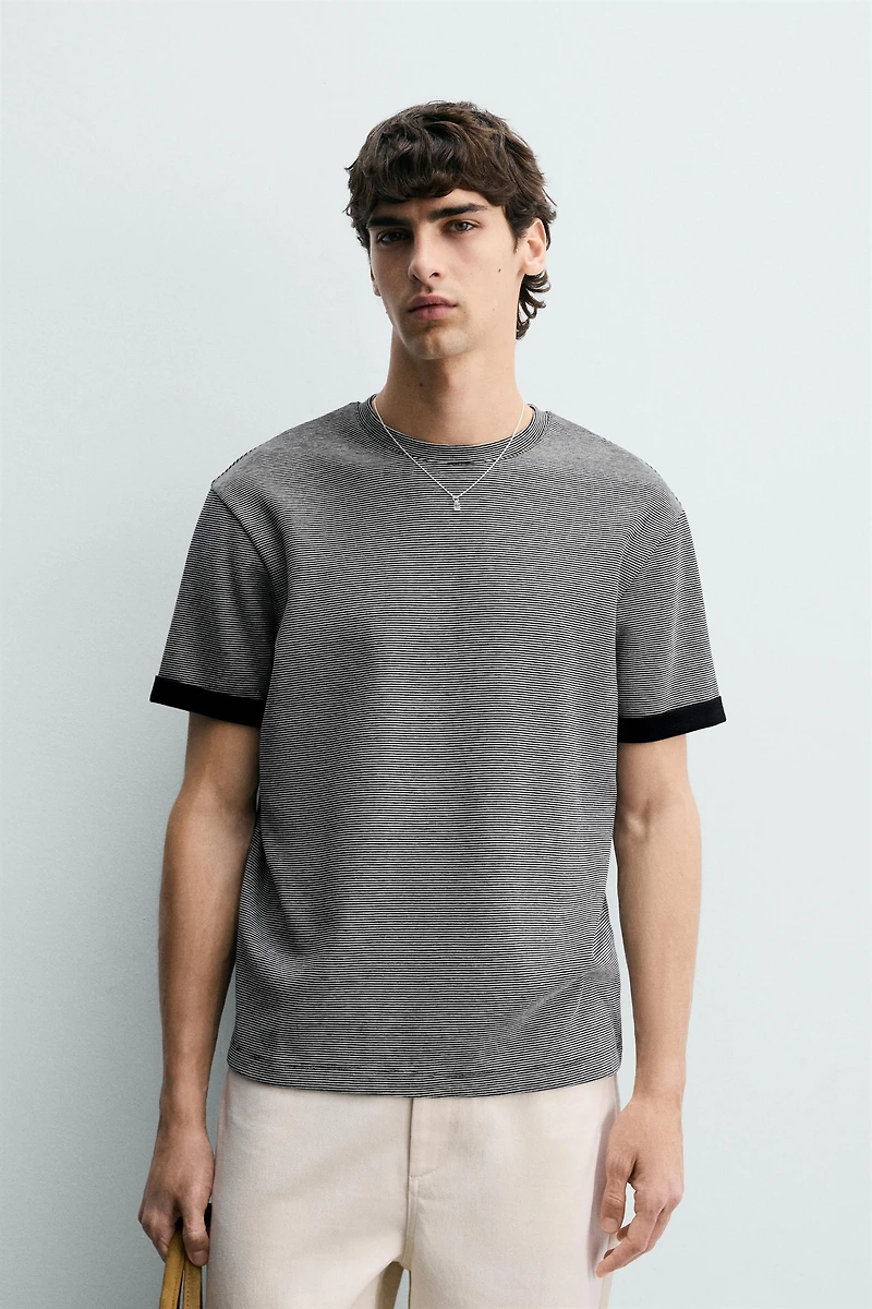 CONTRAST STRIPED JACQUARD T-SHIRT