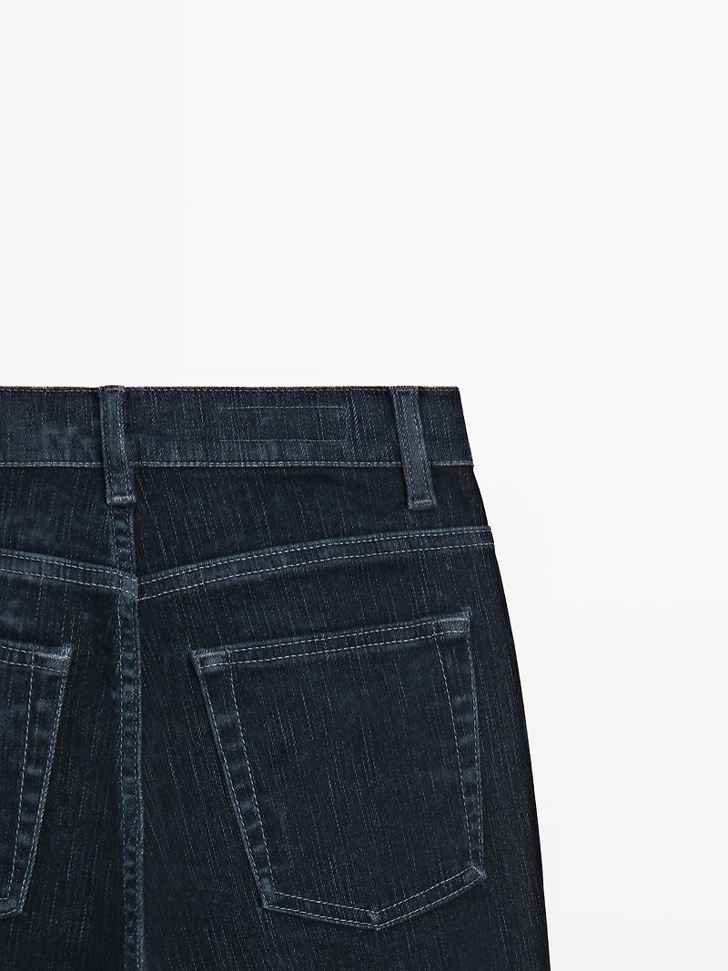 High-waist boot-cut flocked jeans