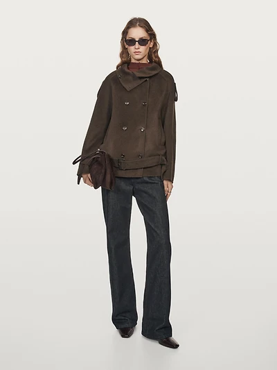 Manteau trench en laine mélangée