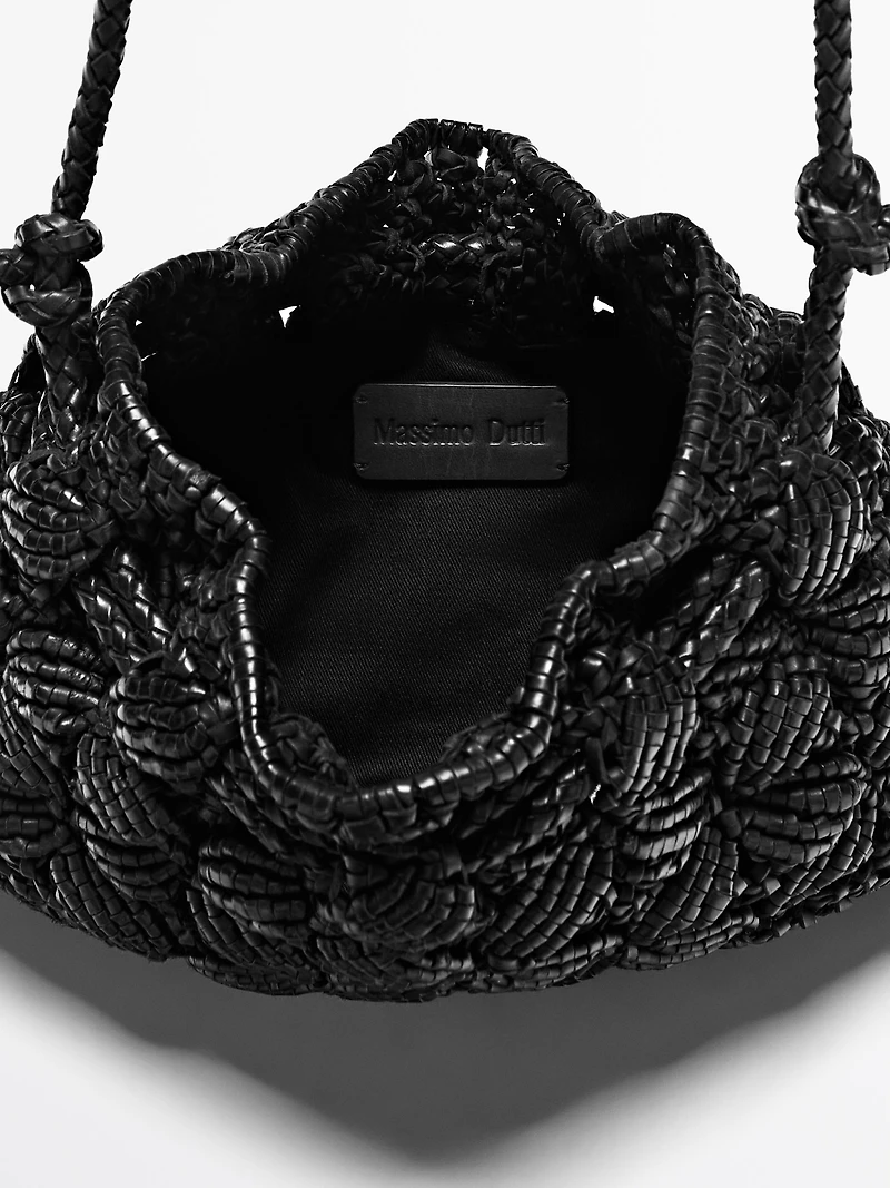 Nappa leather macramé pouch bag