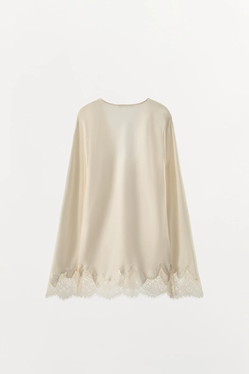 CHEMISE SATINÉE DENTELLE NŒUD