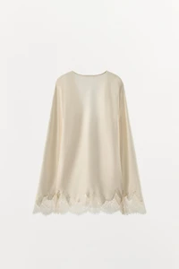 CHEMISE SATINÉE DENTELLE NŒUD