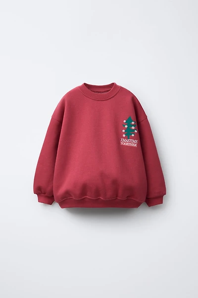 FLOCKED DECORATED TREE SWEATSHIRT