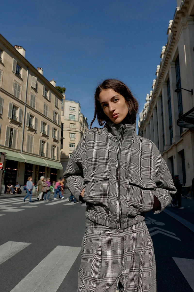 HOUNDSTOOTH BOMBER JACKET