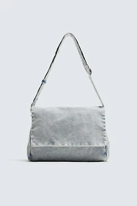 WASHED-EFFECT DENIM CROSSBODY BAG