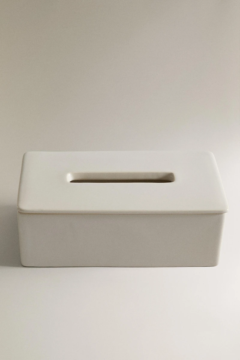WHITE CERAMIC TISSUE BOX