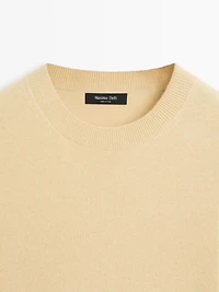 Wool blend crew neck knit sweater