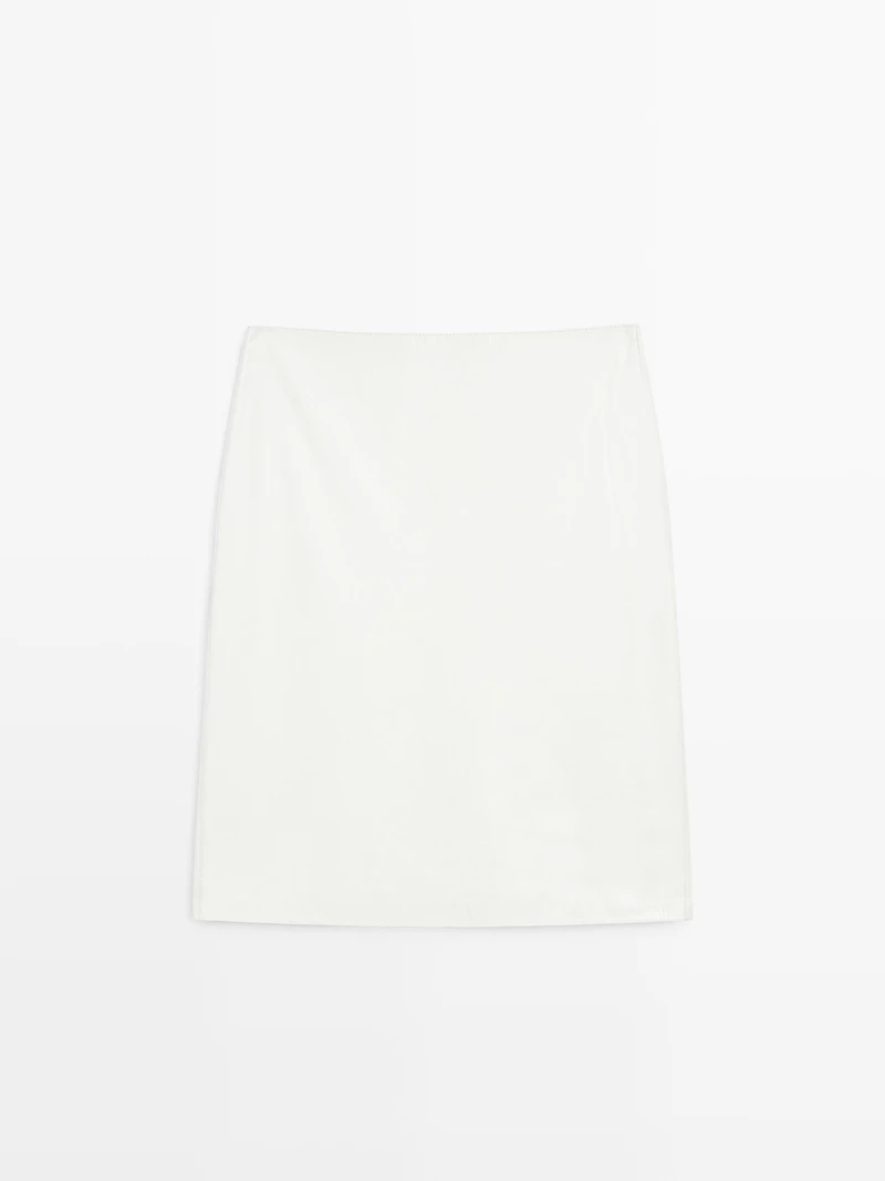Nappa leather midi skirt