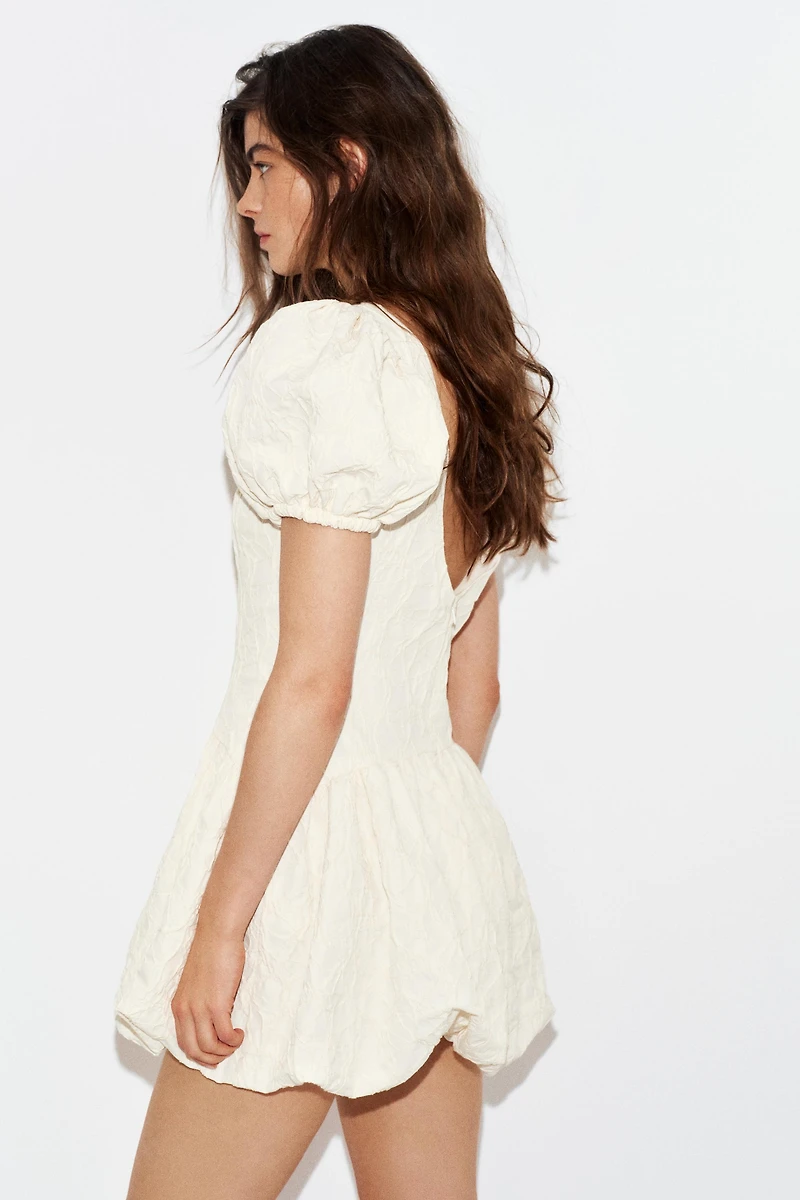JACQUARD BALLOON MINI DRESS