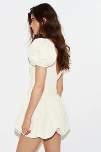 JACQUARD BALLOON MINI DRESS