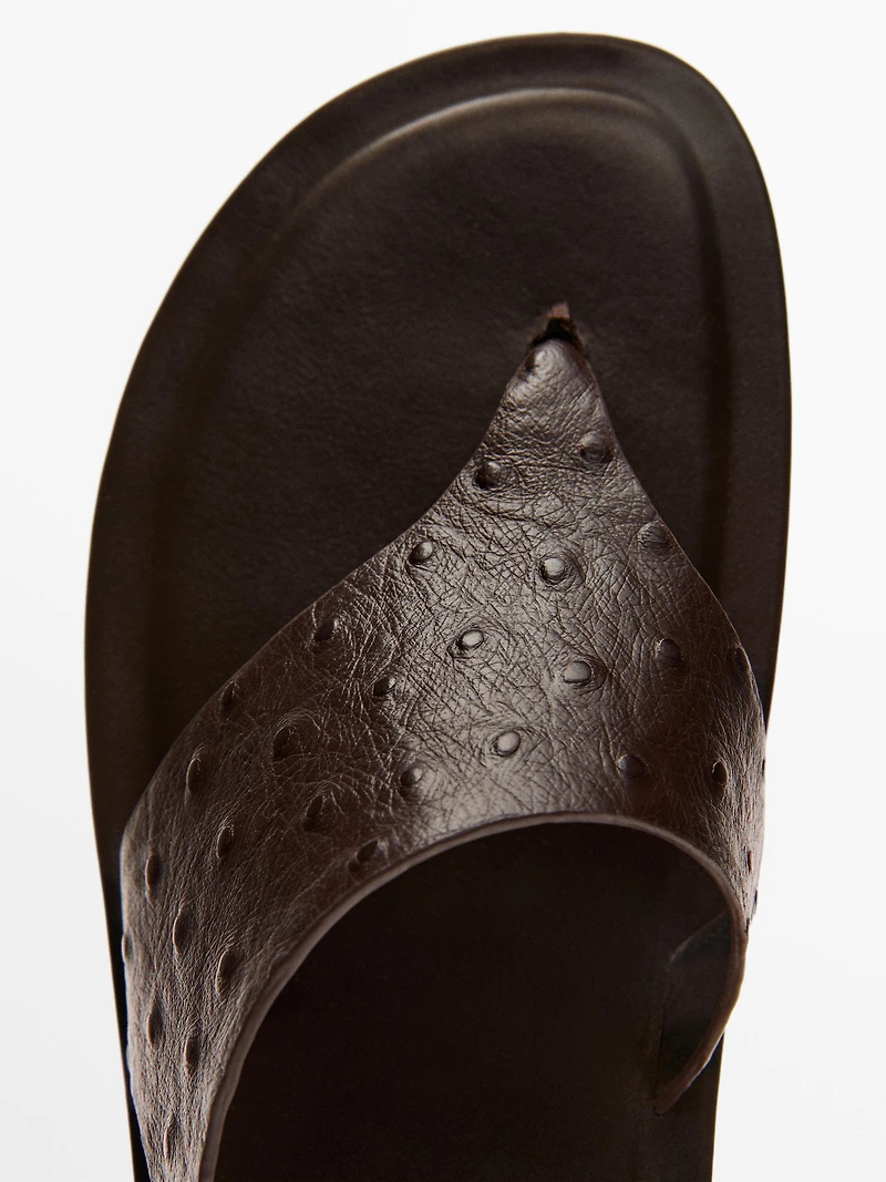 Embossed animal print sandals