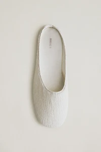 PLEATED SLIPPERS WITH LEATHER SOLE