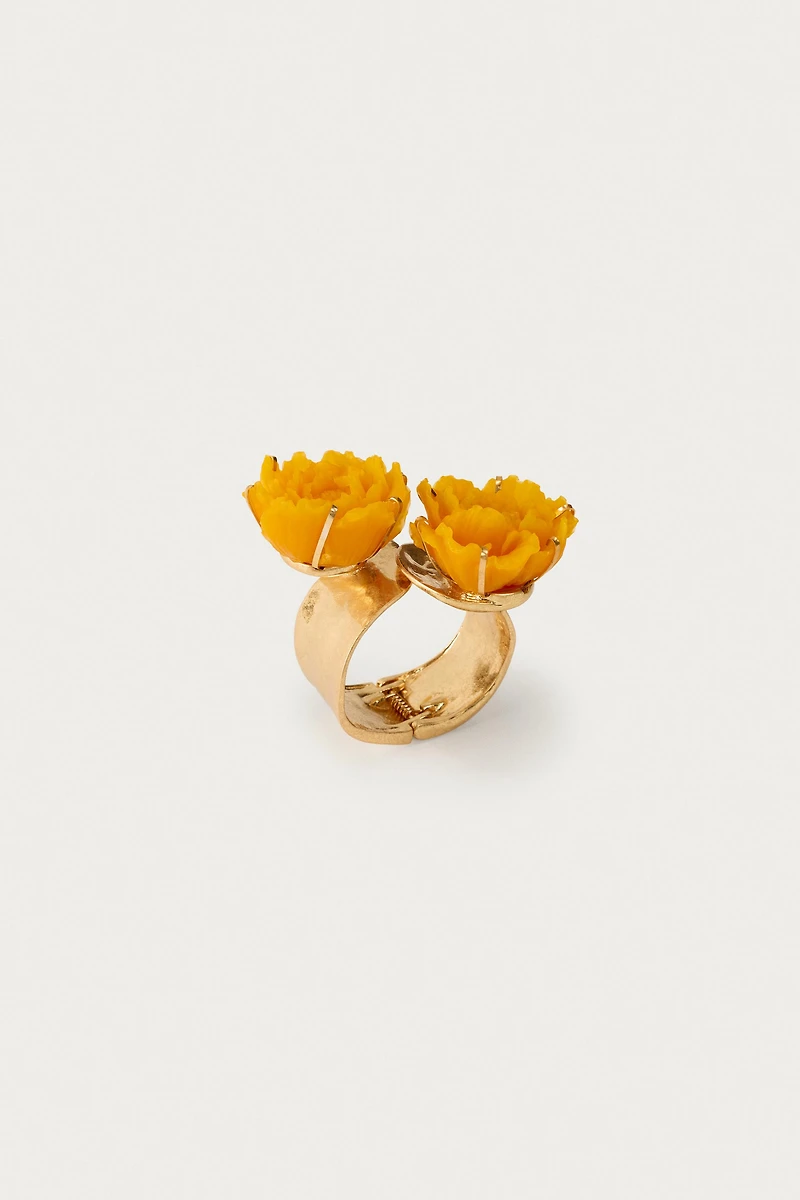 MARISA BERENSON X ZARA RESIN FLOWER MAXI METAL BRACELET