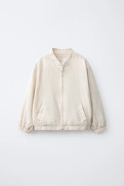 COTTON LINEN BOMBER JACKET