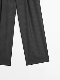 Mid-rise wide-leg pinstripe trousers