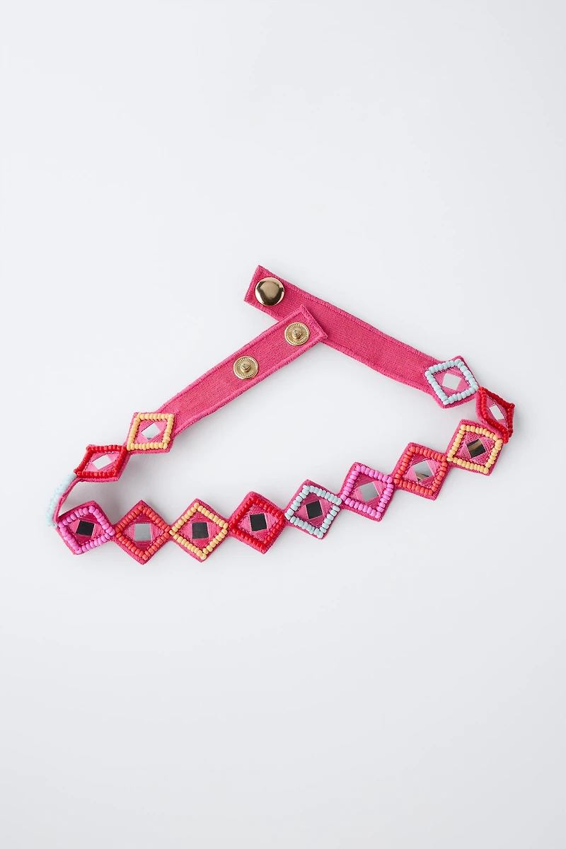 BEADED AND MIRROR CHOKER