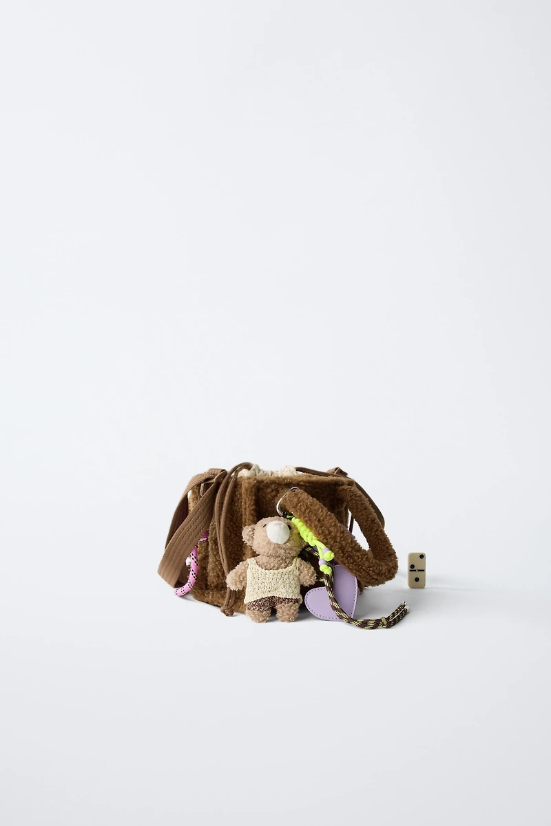 FLEECE CHARM CROSSBODY BAG