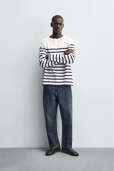 RELAXED FIT STRIPED JACQUARD T-SHIRT