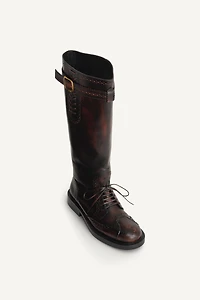 PERFORATED LEATHER TALL BOOTS LIMITED EDITION