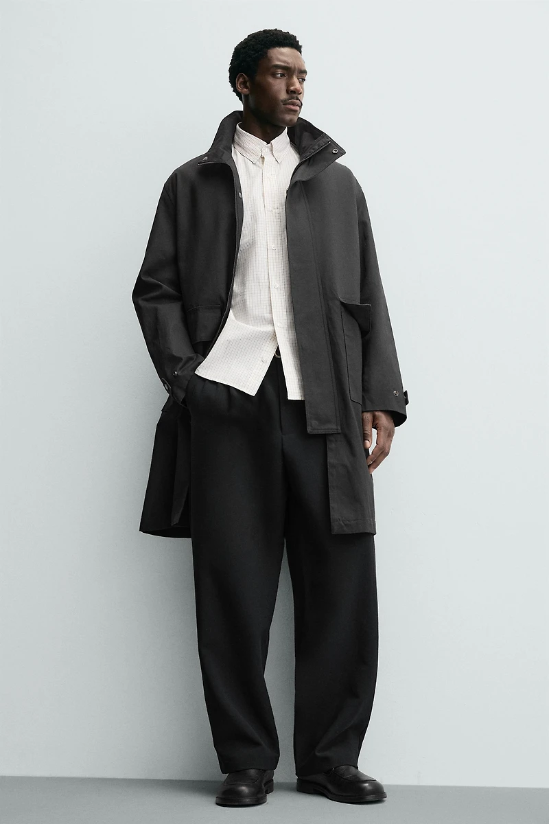 WAXED FINISH TRENCH COAT