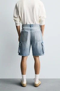 CARGO DENIM SHORTS