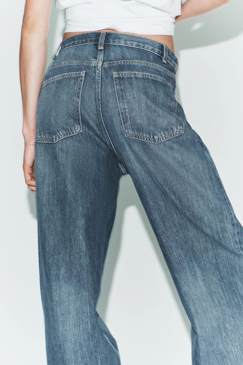 TRF HIGH-WAIST CROSSOVER WAIST WIDE LEG JEANS