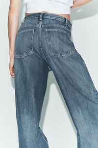 TRF HIGH-WAIST CROSSOVER WAIST WIDE LEG JEANS