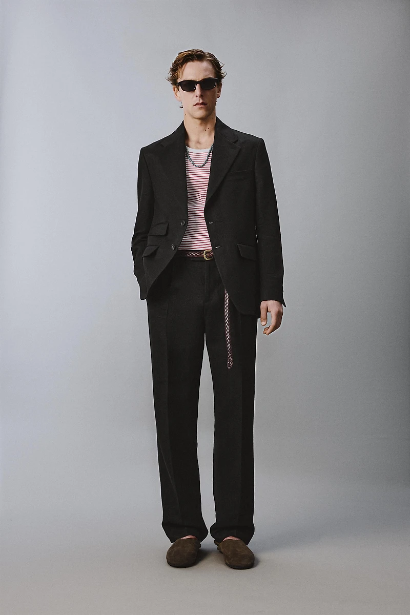 AARON LEVINE X ZARA 100% LINEN TWILL SUIT BLAZER