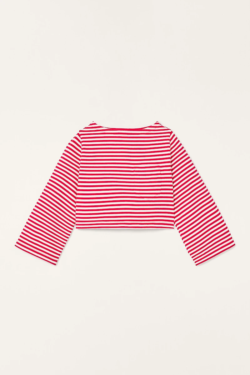 LIMITED EDITION STRIPED CROPPED T-SHIRT WITH POCKET