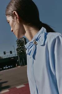 POPLIN BLOUSE WITH BOW