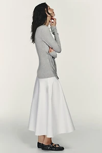 COMBINATION TIE-DETAIL MIDI DRESS